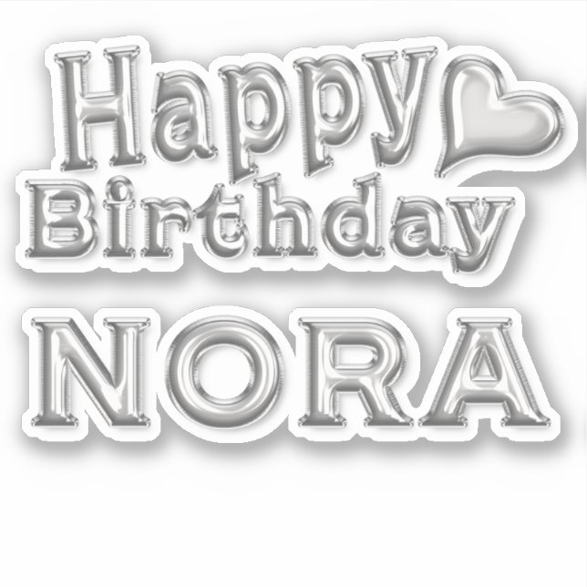 Nora Happy Birthday silver sticker (Front)