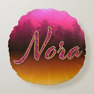 Nora Vorname Name golden pink Kissen Round Cushion
