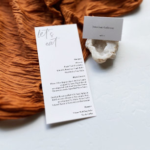 NORA Wedding Menu Card Minimalist Reception Menu