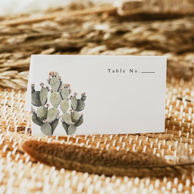Norah - Watercolor Bohemian Prickly Pear Cactus Place Card (Creator Uploaded)