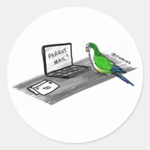 Norbert the Parrot loves mail Classic Round Sticker