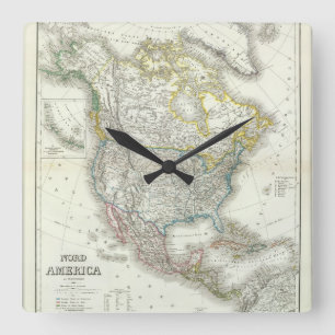 Nord America. Square Wall Clock