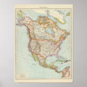 Nordamerika - North American Map Poster