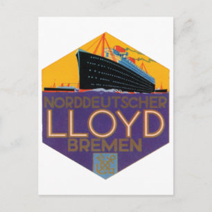 Norddeutcher Lloyd Bremen Luggage Label Postcard