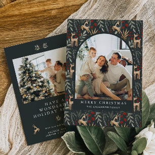 Nordic 2 Photo Christmas Card Boho Scandi Holiday