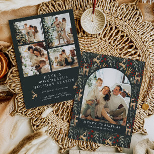 Nordic 5 Photo Christmas Card Boho Scandi Holiday