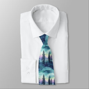Nordic Aurora Forest Pattern Tie