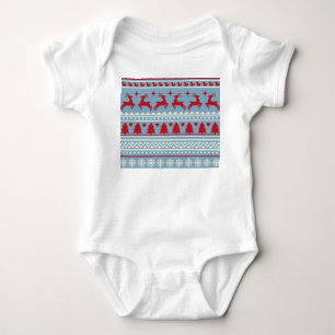 Nordic Baby Christmas – Knit Snowflakes, Hearts Bodysuit