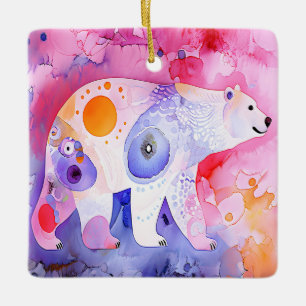 Nordic Bear in Watercolour Ceramic Ornament