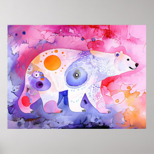 Nordic Bear in Watercolour Poster