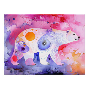 Nordic Bear in Watercolour Poster