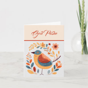 Nordic Bird Orange Yellow Turquoise God Påske Card