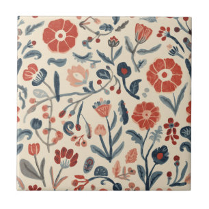 Nordic Bloom Scandinavian Botanical Garden Floral Ceramic Tile