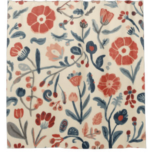 Nordic Bloom Scandinavian Botanical Garden Floral Shower Curtain