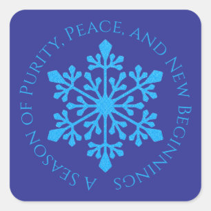 Nordic Blue Snowflake (Glitter Effect) on Lapis Square Sticker