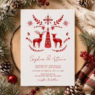 Nordic Buck and Doe Woodland Winter Wedding Invitation