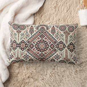 Nordic Charm: Super Detailed Embroidered  Lumbar Cushion