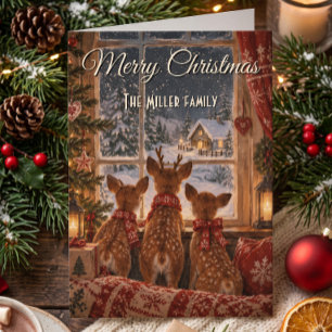 Nordic Christmas Cosy Deer Window Custom Card