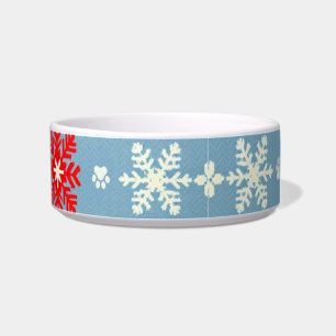 Nordic Christmas Dog Bowl – Snowflakes & Paw Print