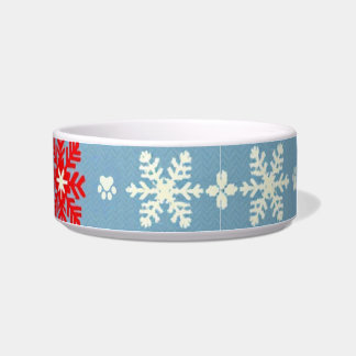 Nordic Christmas Dog Bowl – Snowflakes & Paw Print