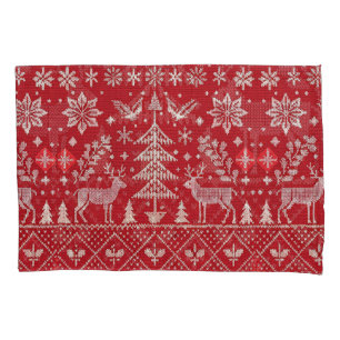 Nordic Christmas Embroidered  Pillowcase
