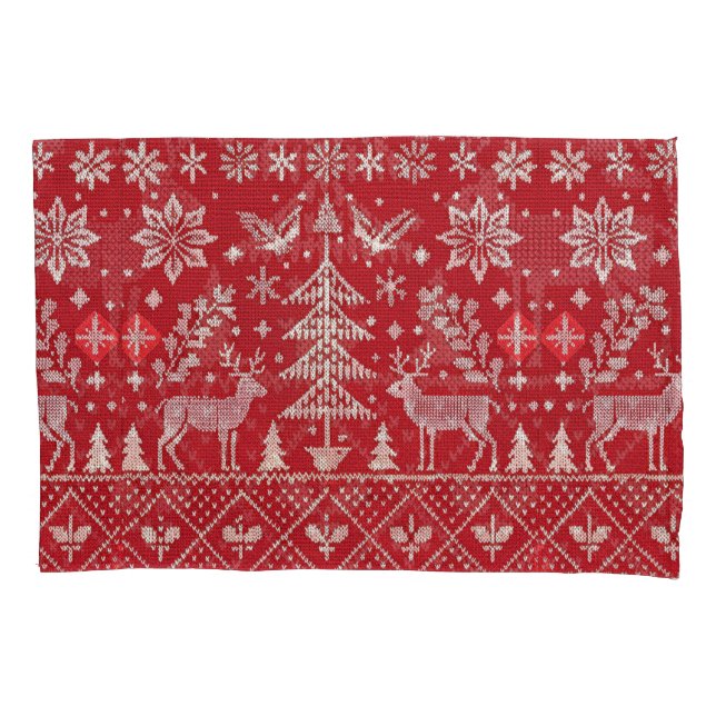 Nordic Christmas Embroidered  Pillowcase (Front)