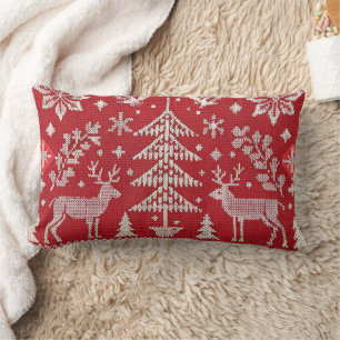 Nordic Christmas Embroidered Throw Pillow Cover