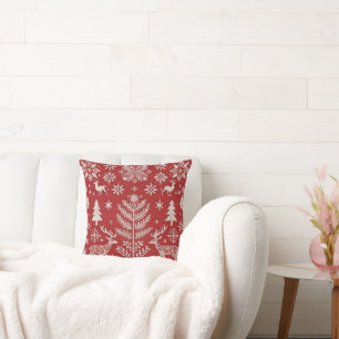Nordic Christmas Embroidered Throw Pillow Cover
