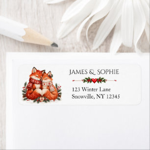 Nordic Christmas Foxes Return Address Label