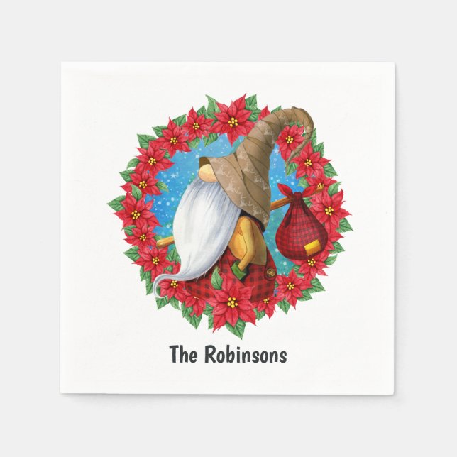 Nordic Christmas Gnome Napkin (Front)