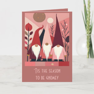 Nordic Christmas Gnomes Mid-Century Modern Cut Out Card