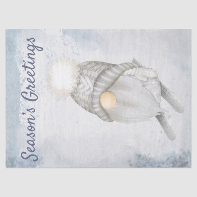 Nordic Christmas Holiday Festive Skiing Gnome Tissue Paper (Front)