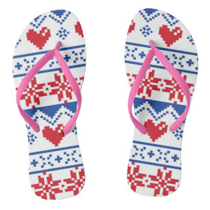 Nordic Christmas in Red & Blue Thongs