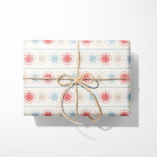 Nordic Christmas Multi-Coloured Snowflakes Wrapping Paper