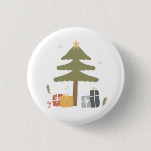 Nordic Christmas Party Scandi Christmas Tree 3 Cm Round Badge