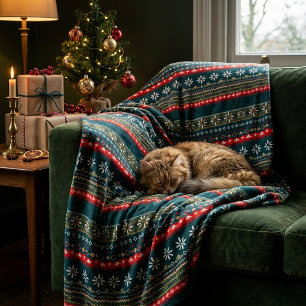 Nordic christmas pattern fleece blanket