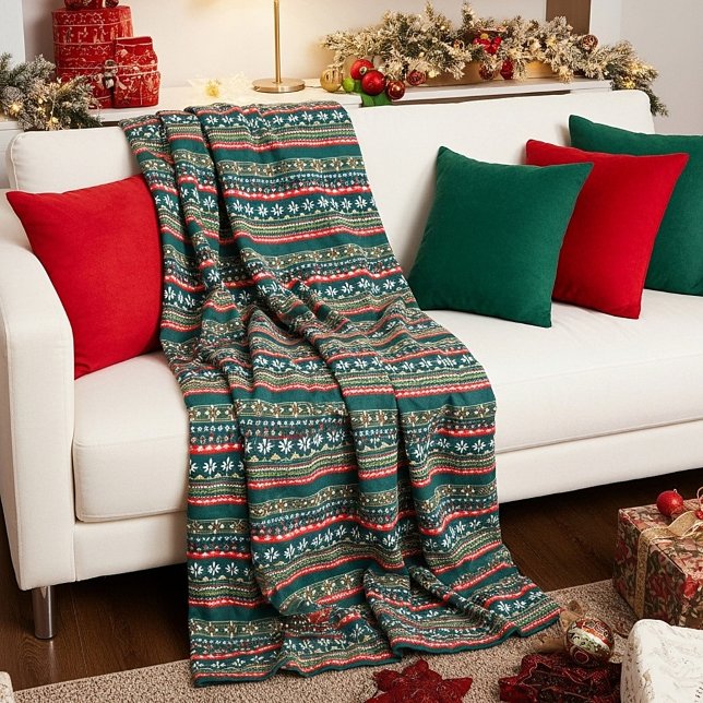 Nordic christmas pattern fleece blanket (Creator Uploaded)