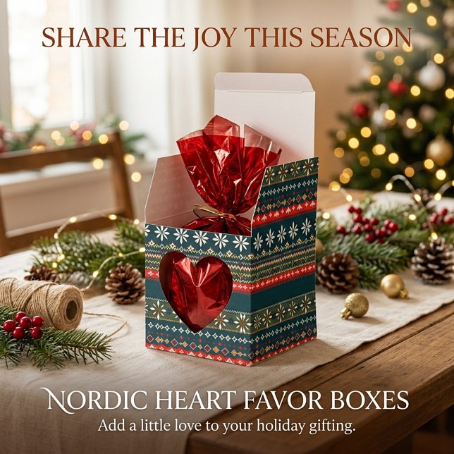 Nordic Christmas pattern heart window Favour Box (Creator Uploaded)