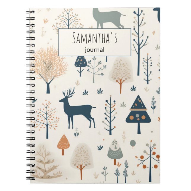 Nordic Christmas Pattern Personalised Notebook (Front)
