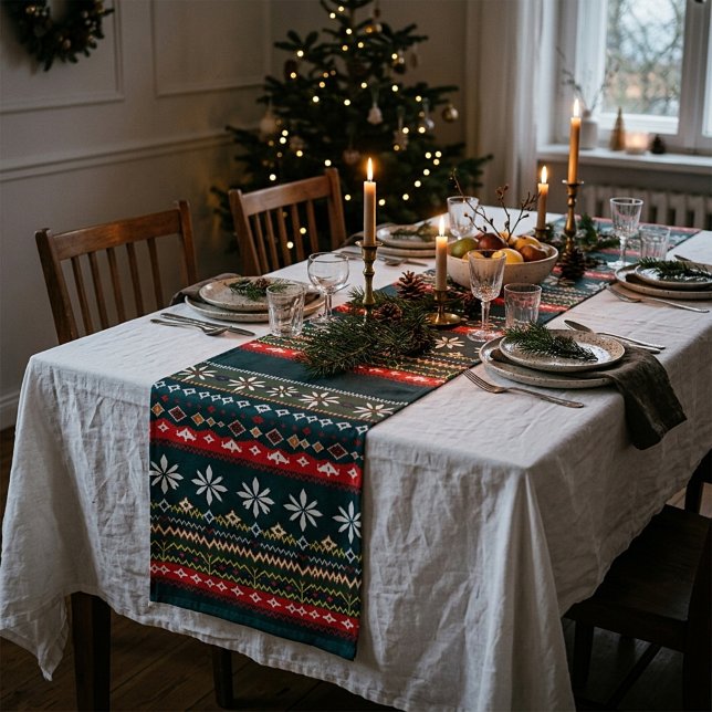 Nordic christmas pattern short table runner (Creator Uploaded)