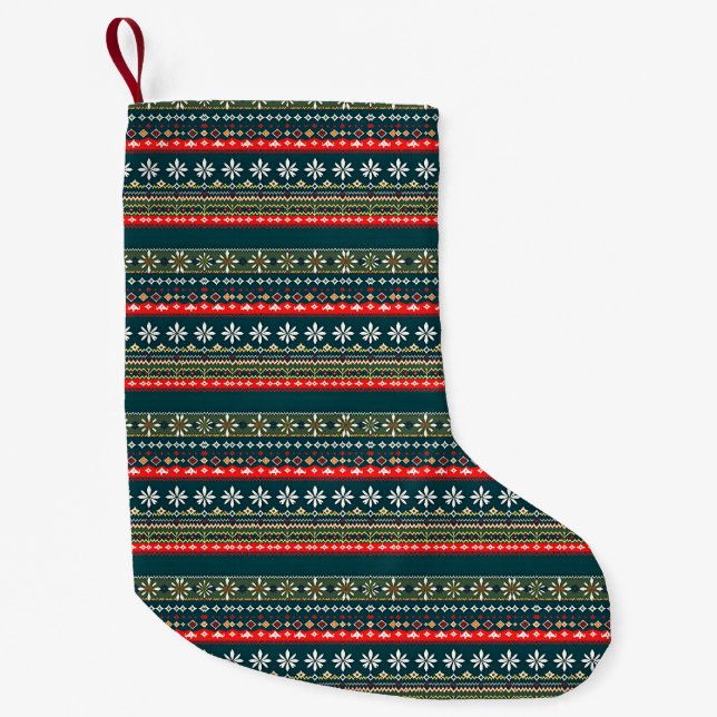 Nordic christmas pattern small christmas stocking (Front)