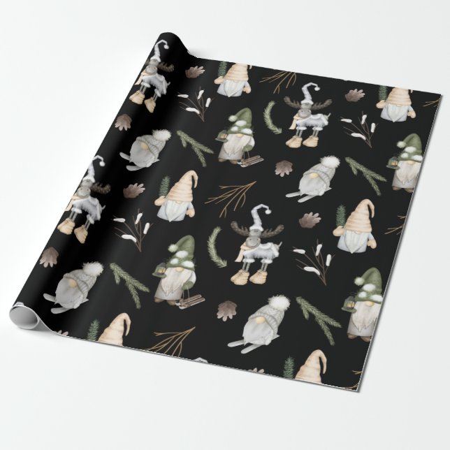 Nordic Christmas Pattern Wrapping Paper (Unrolled)