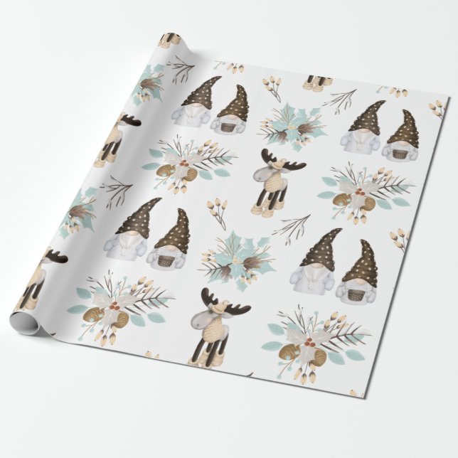 Nordic Christmas Pattern Wrapping Paper (Unrolled)