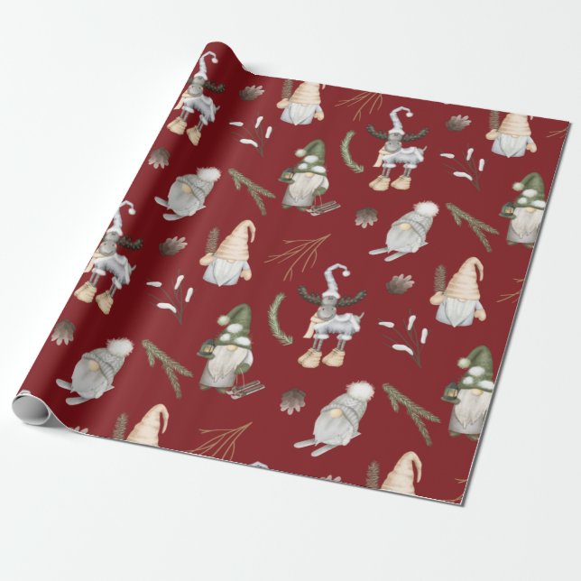 Nordic Christmas Pattern Wrapping Paper (Unrolled)