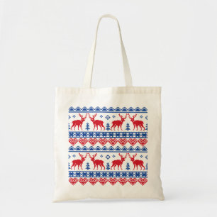 Nordic Christmas Reindeer Pattern Tote Bag