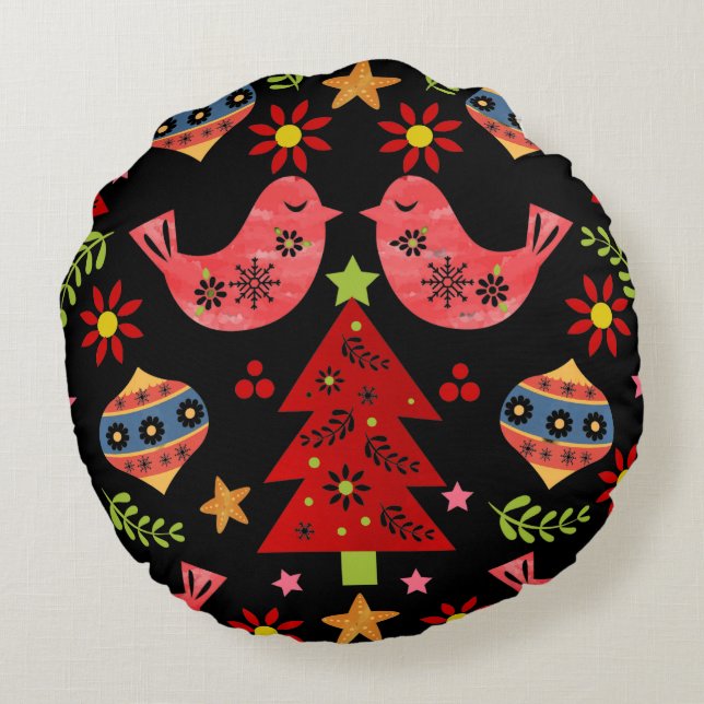 Nordic Christmas Round Pillow (Back)