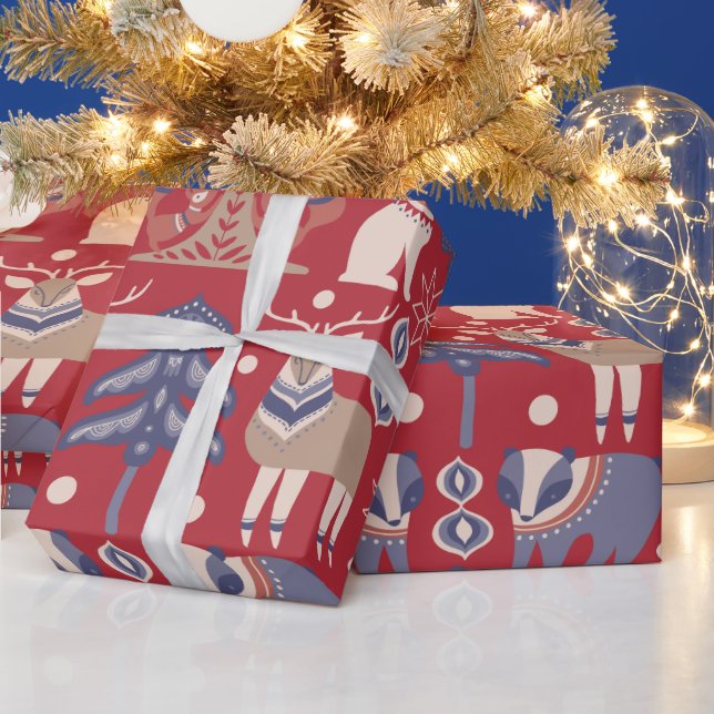 Nordic Christmas Scandinavian Deer Wrapping Paper (Holidays)
