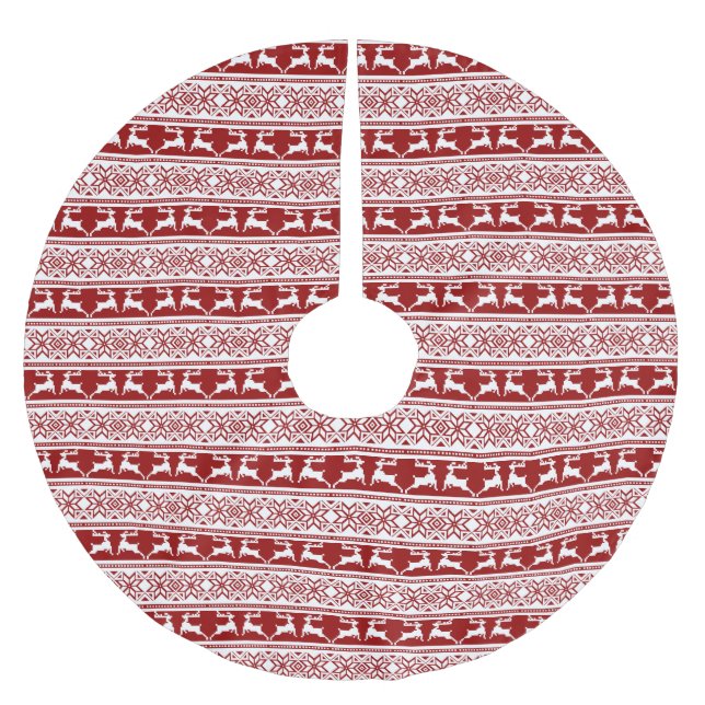 Nordic Christmas Scandinavian Reindeer Brushed Polyester Tree Skirt (Front)