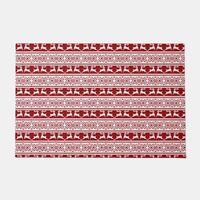 Nordic Christmas Scandinavian Reindeer Doormat (Front)