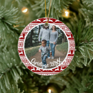 Nordic Christmas Scandinavian Reindeer Family Ceramic Ornament